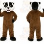 Brown Badger Mascot Costume with Custom Logo