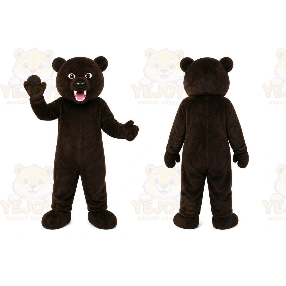 Brown Bear Mascot Costume with Custom Logo