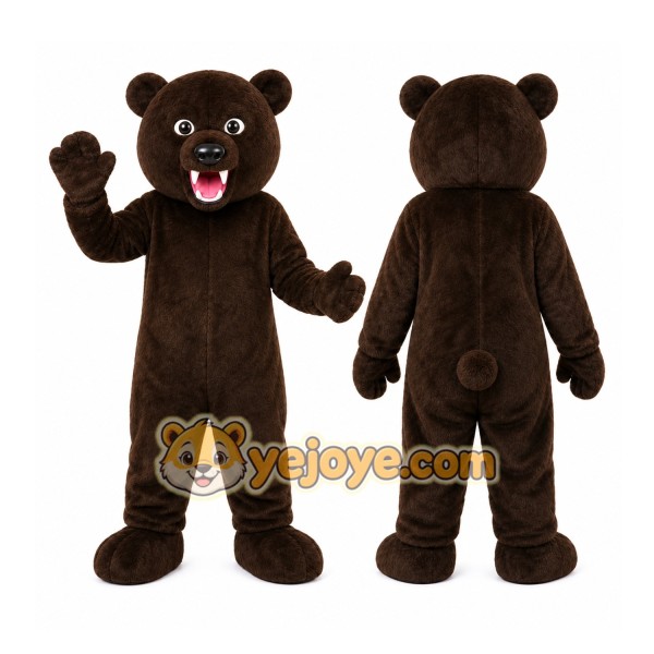 Brown Bear Mascot Costume with Custom Logo