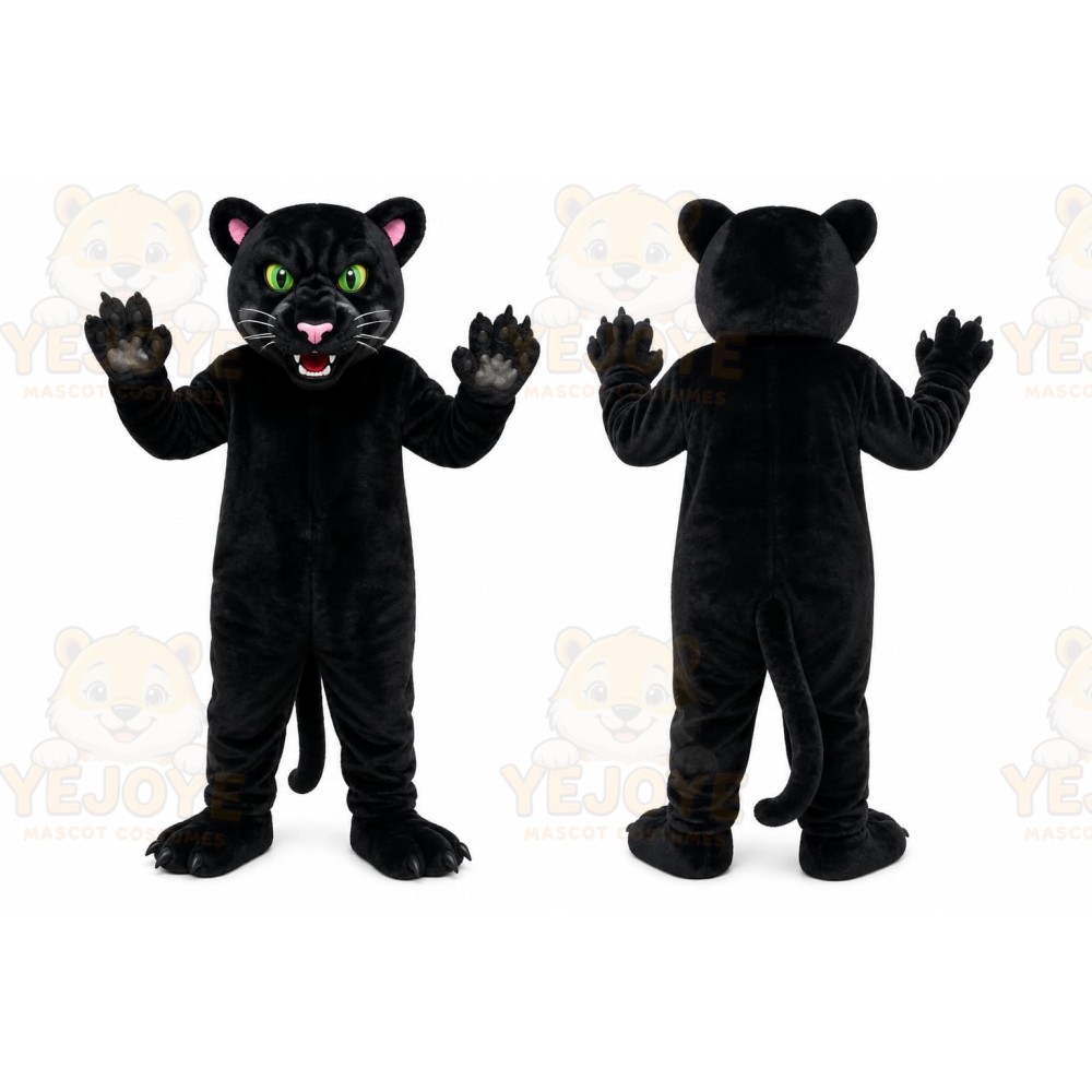 Black Panther Mascot Costume with Custom Logo