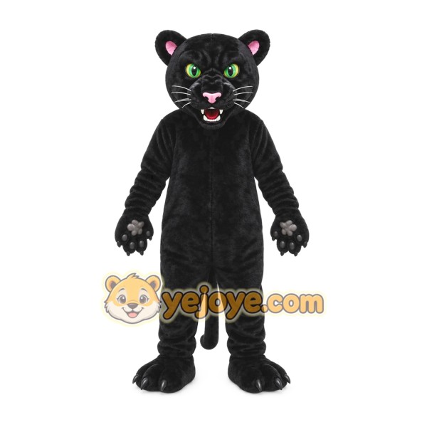 Black Panther Mascot Costume with Custom Logo