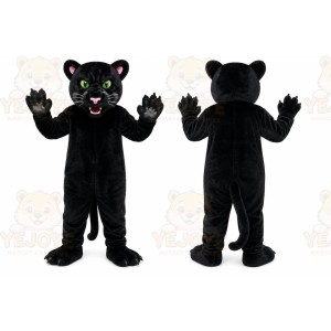 Black Panther Mascot Costume with Custom Logo