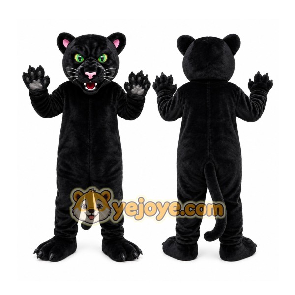 Black Panther Mascot Costume with Custom Logo