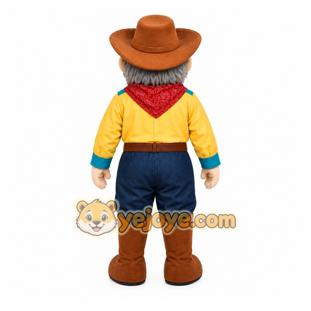 Yellow Cowboy Mascot Costume with Custom Logo Yellow Cowboy Mascot Costume with Custom Logo