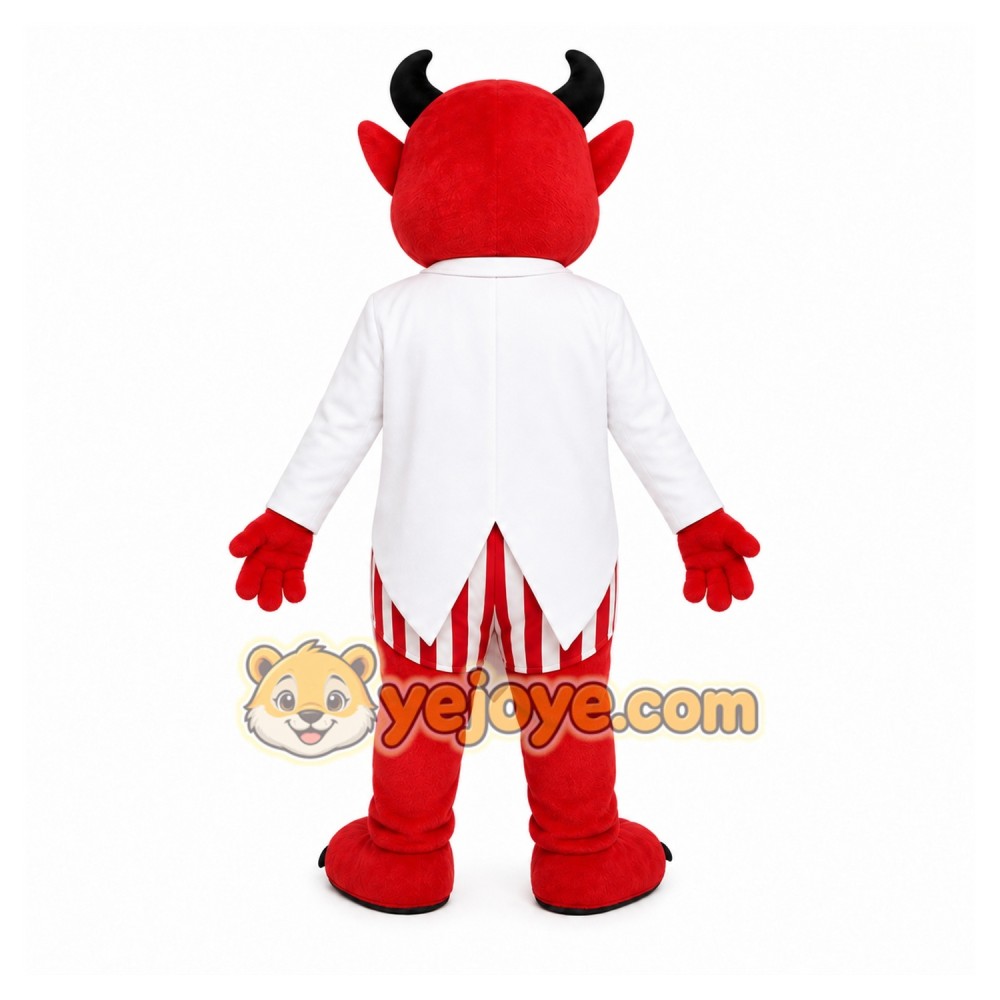 Red Devil Mascot Costume with Custom Logo