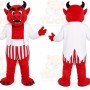 Red Devil Mascot Costume with Custom Logo