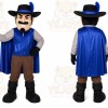 Blue Musketeer Mascot Costume with Custom Logo