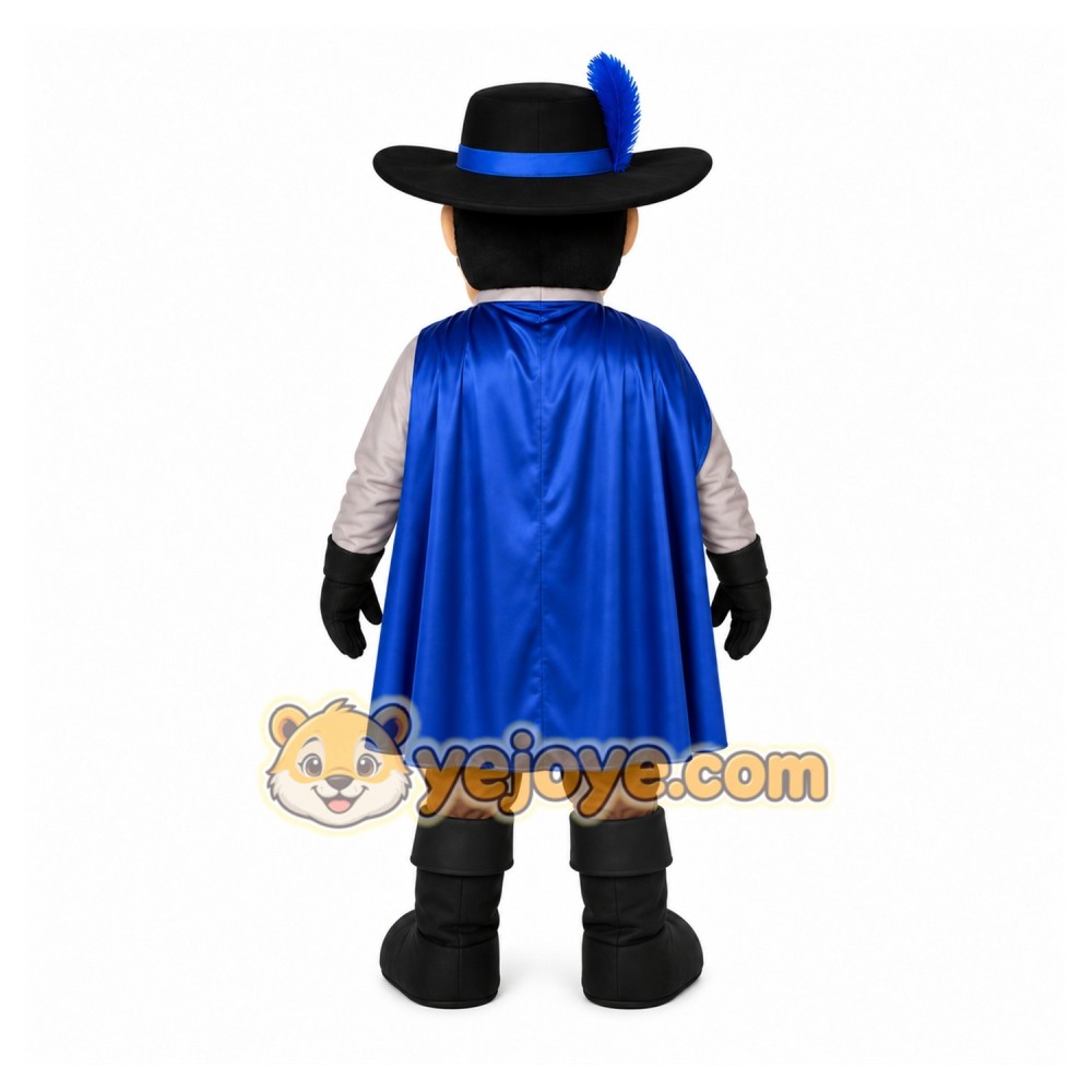 Blue Musketeer Mascot Costume with Custom Logo Blue Musketeer Mascot Costume with Custom Logo