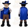 Blue Musketeer Mascot Costume with Custom Logo