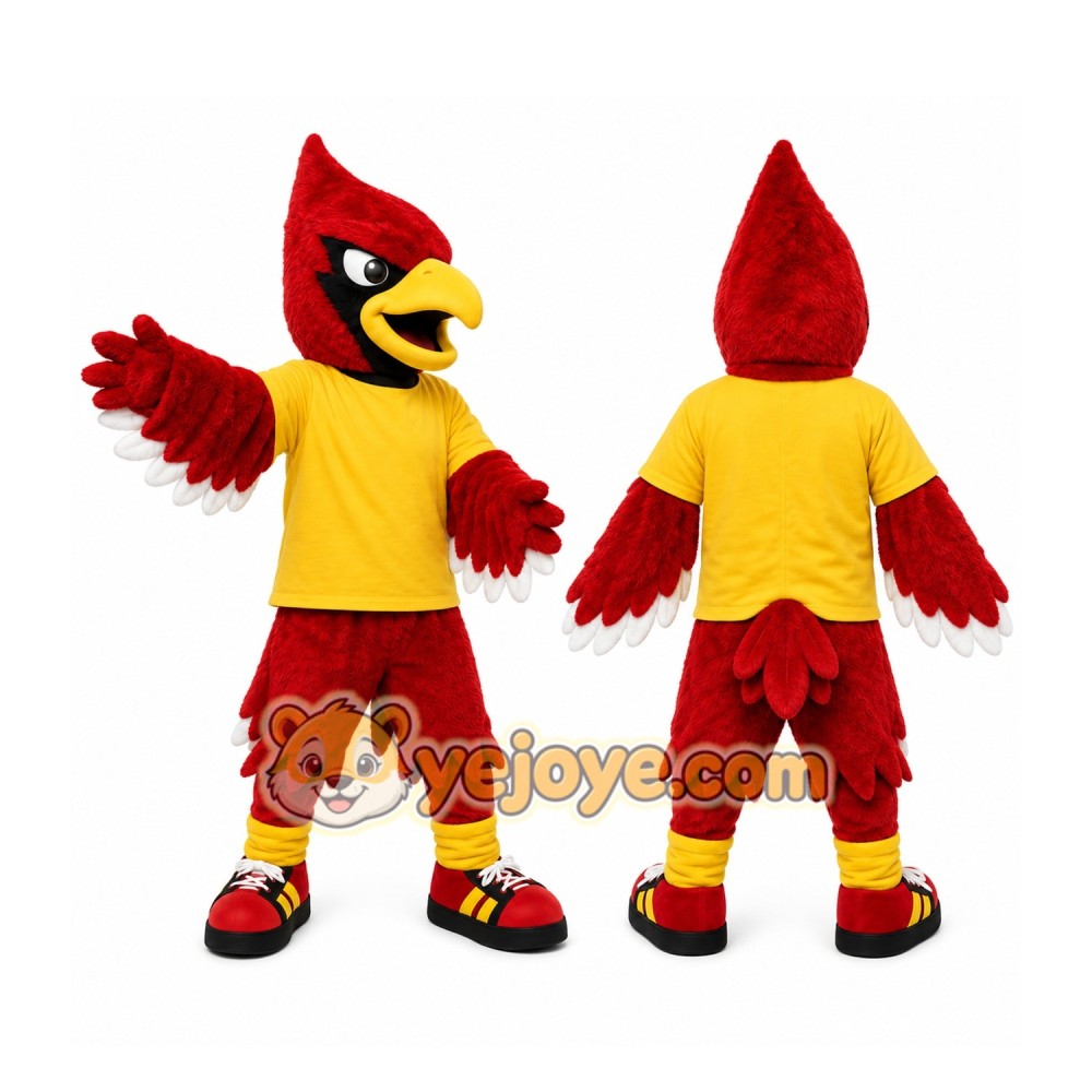Red Bird Mascot Costume with Custom Logo