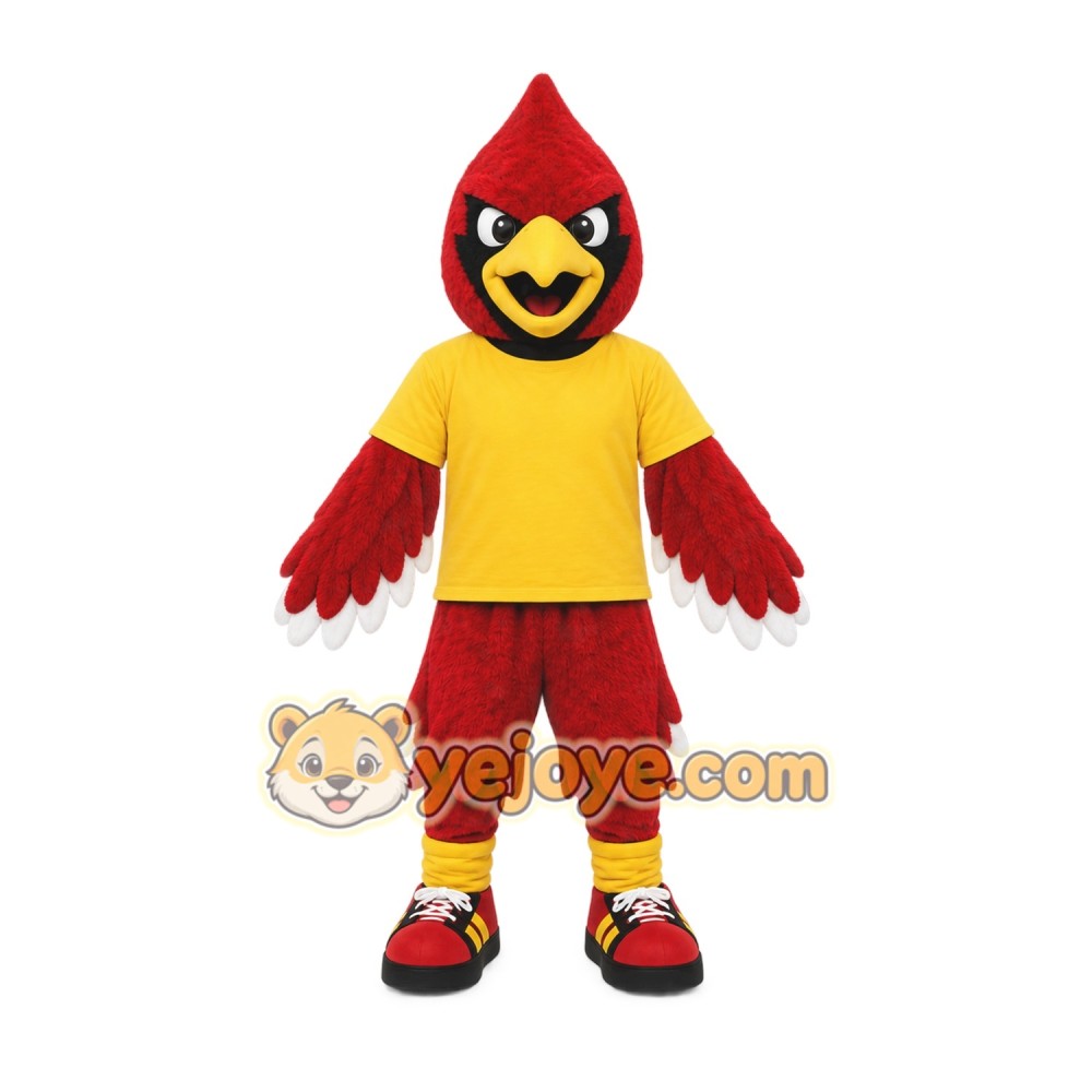 Red Bird Mascot Costume with Custom Logo