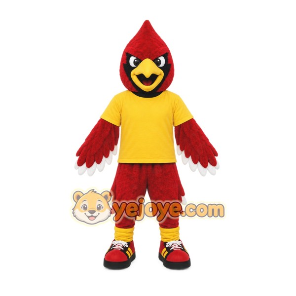 Red Bird Mascot Costume with Custom Logo