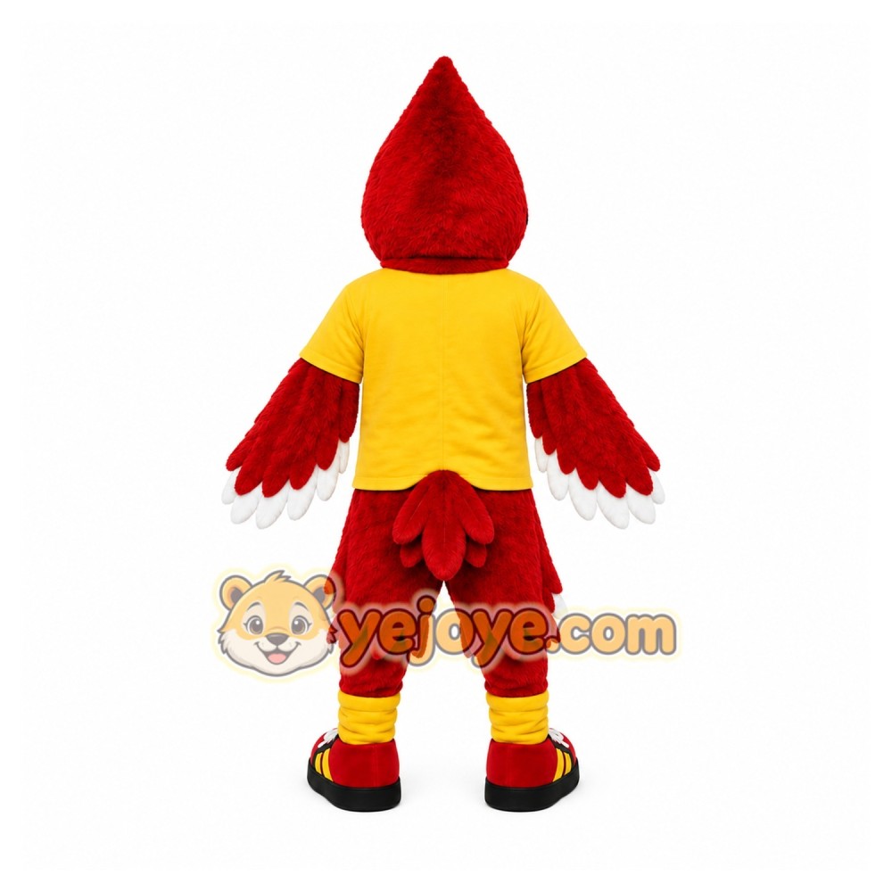 Red Bird Mascot Costume with Custom Logo