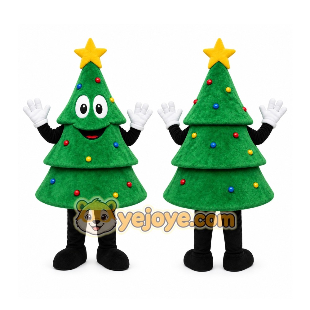 Green Christmas Tree Mascot Costume with Custom Logo Green Christmas Tree Mascot Costume with Custom Logo