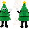 Green Christmas Tree Mascot Costume with Custom Logo
