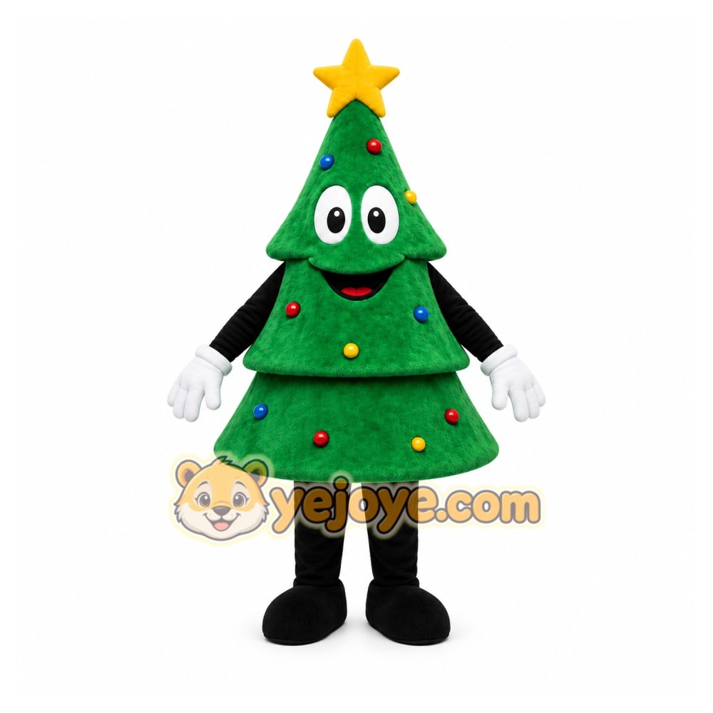 Green Christmas Tree Mascot Costume with Custom Logo Green Christmas Tree Mascot Costume with Custom Logo