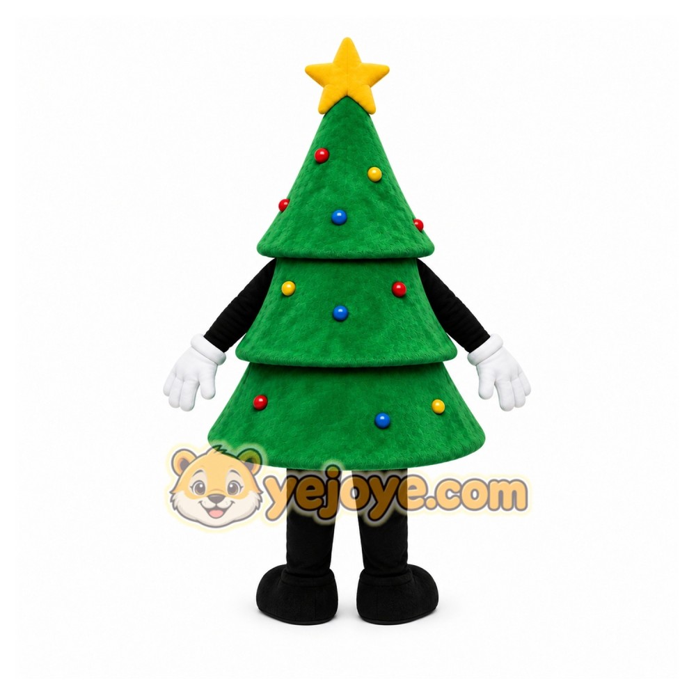 Green Christmas Tree Mascot Costume with Custom Logo Green Christmas Tree Mascot Costume with Custom Logo