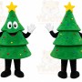 Green Christmas Tree Mascot Costume with Custom Logo