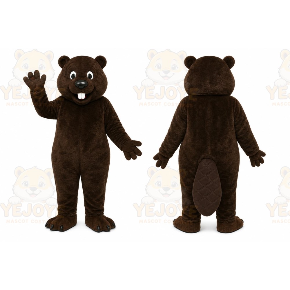 Brown Beaver Mascot Costume with Custom Logo