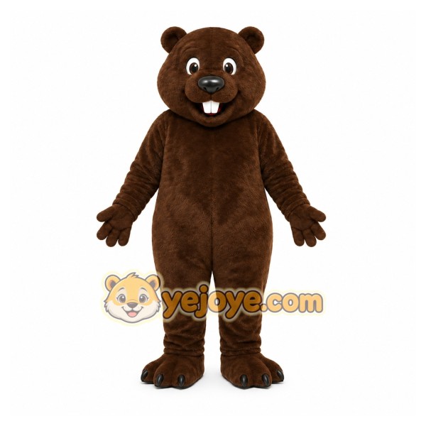Brown Beaver Mascot Costume with Custom Logo