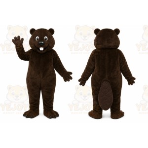 Brown Beaver Mascot Costume with Custom Logo