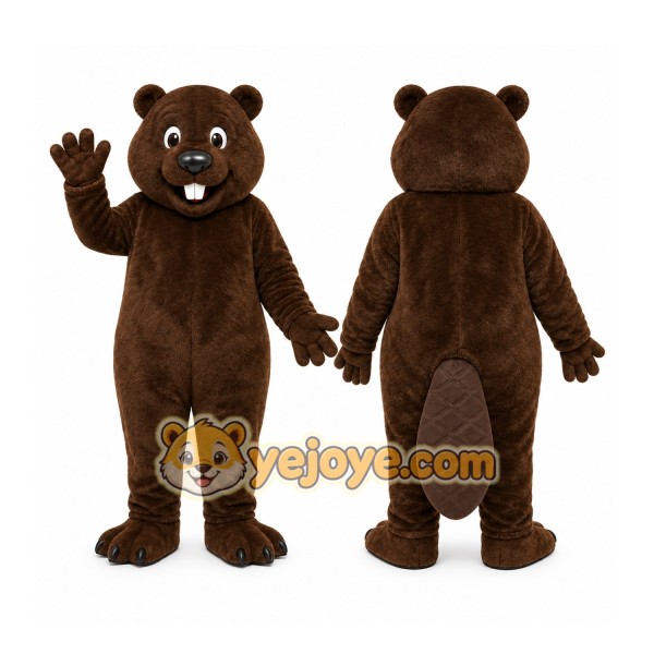 Brown Beaver Mascot Costume with Custom Logo