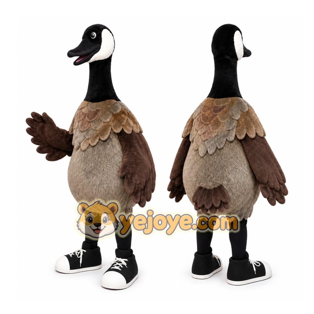 Brown Goose Mascot Costume with Custom Logo