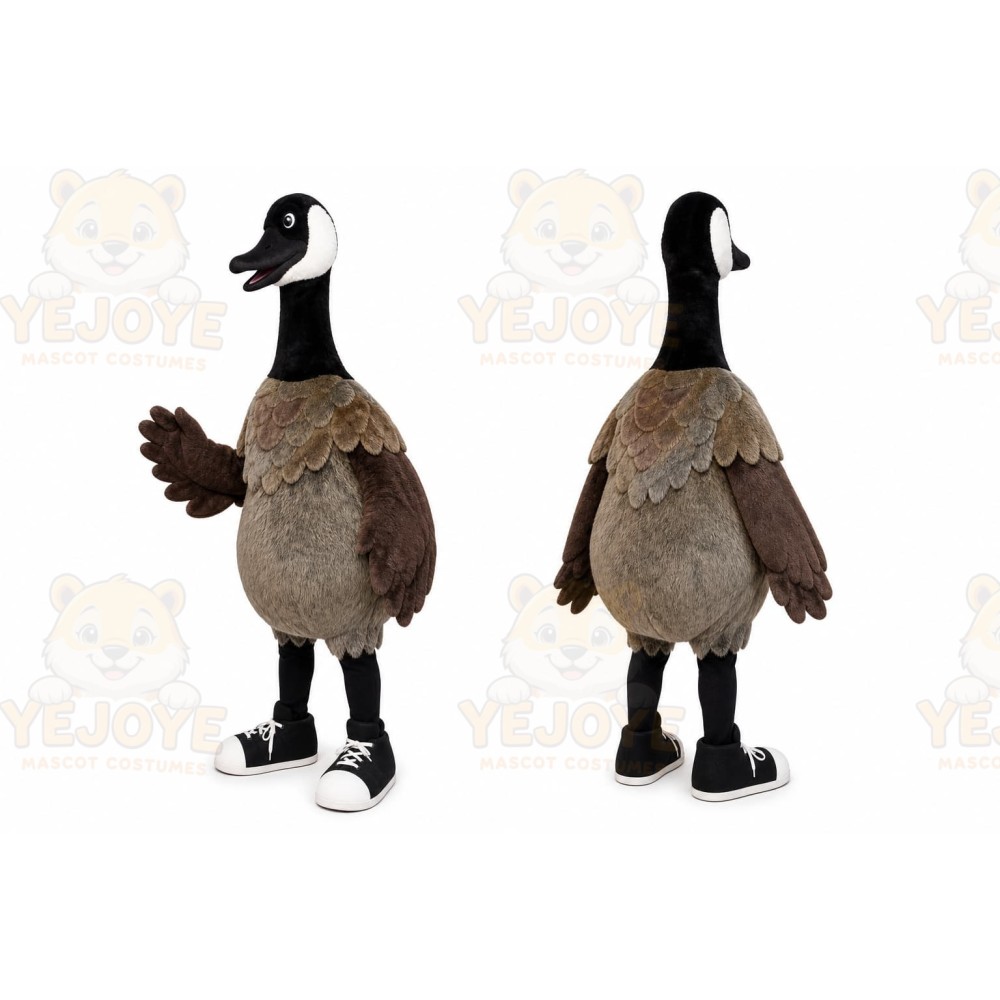 Brown Goose Mascot Costume with Custom Logo