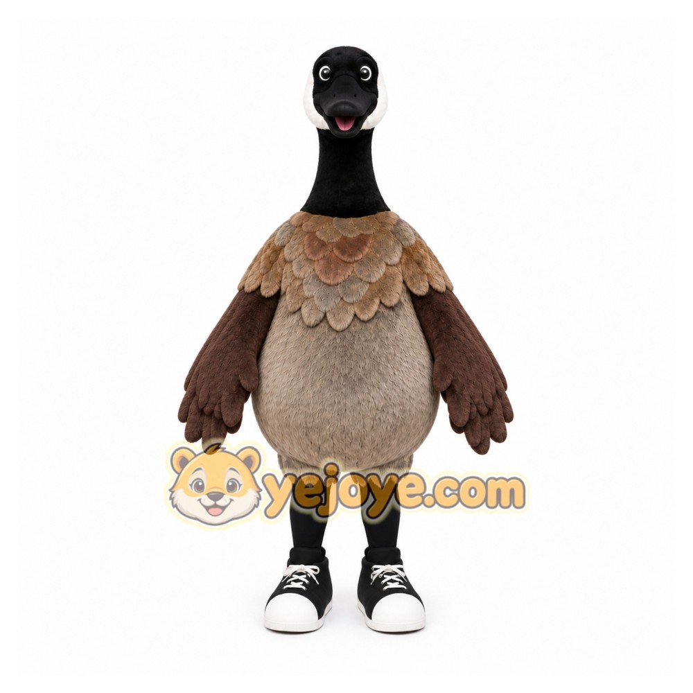 Brown Goose Mascot Costume with Custom Logo