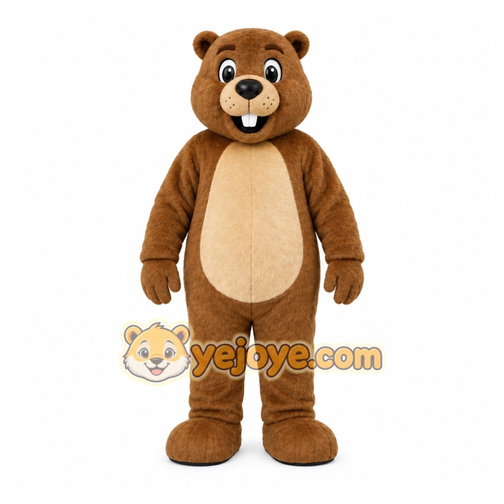 Brown Bear Mascot Costume with Custom Logo