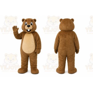 Brown Bear Mascot Costume with Custom Logo