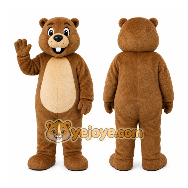 Brown Bear Mascot Costume with Custom Logo