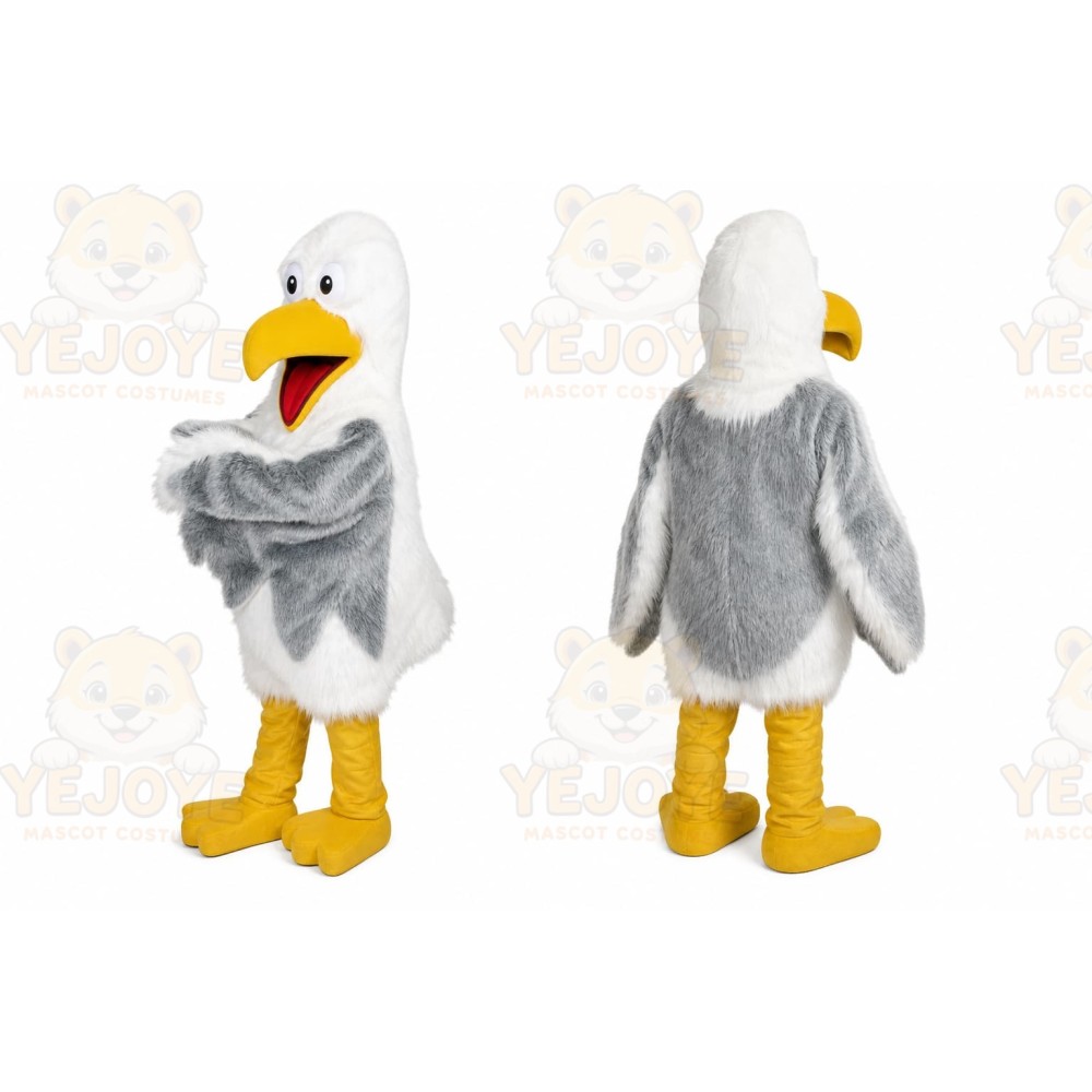 White Seagull Mascot Costume with Custom Logo