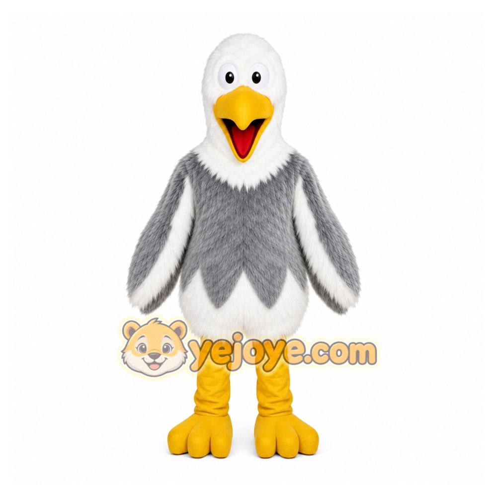 White Seagull Mascot Costume with Custom Logo