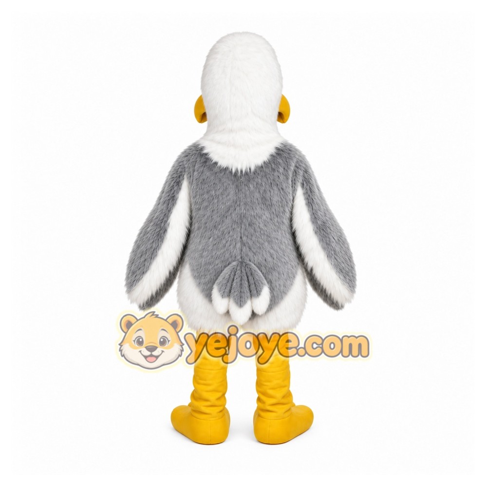White Seagull Mascot Costume with Custom Logo