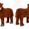 Brown Bull Mascot Costume with Custom Logo