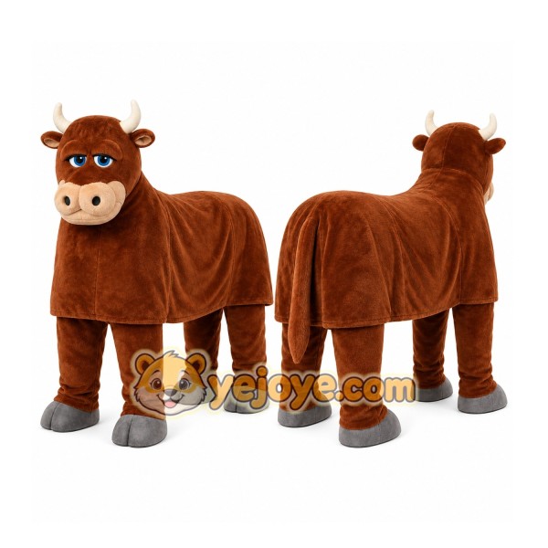 Brown Bull Mascot Costume with Custom Logo