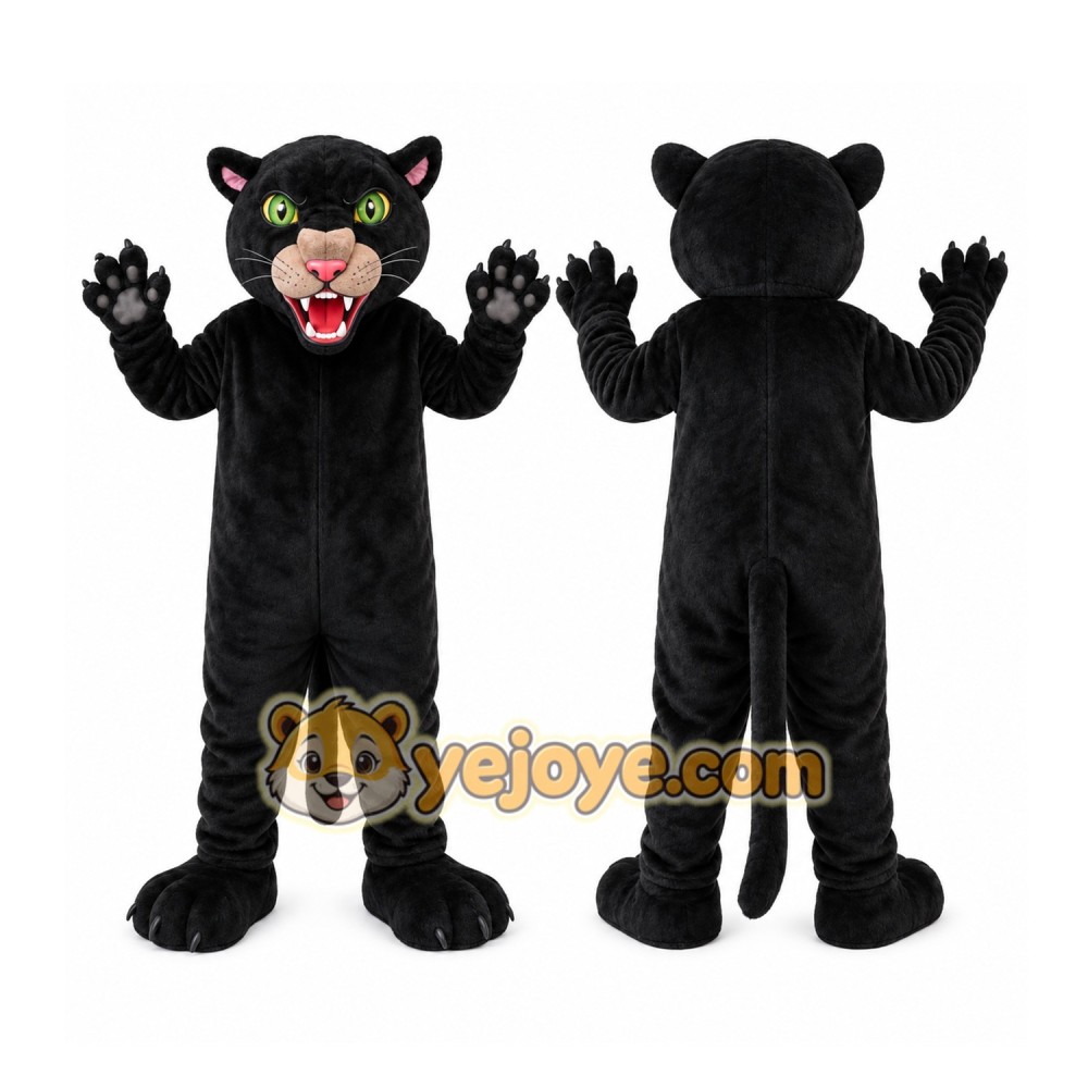 Black Panther Mascot Costume with Custom Logo Black Panther Mascot Costume with Custom Logo