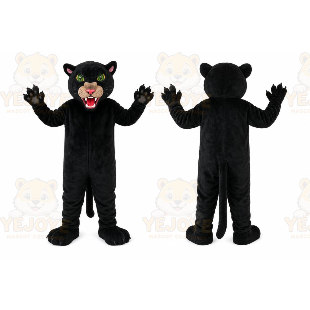 Black Panther Mascot Costume with Custom Logo