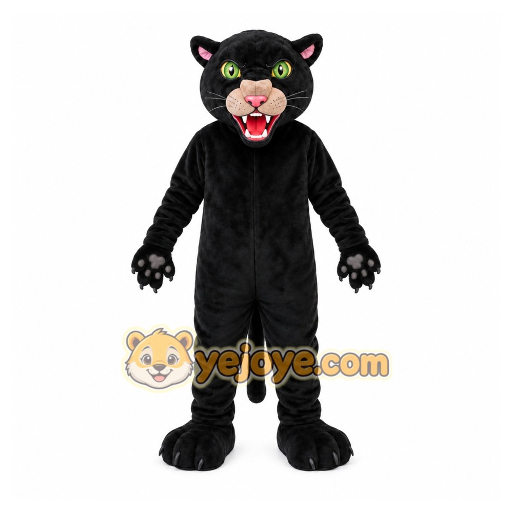 Black Panther Mascot Costume with Custom Logo Black Panther Mascot Costume with Custom Logo
