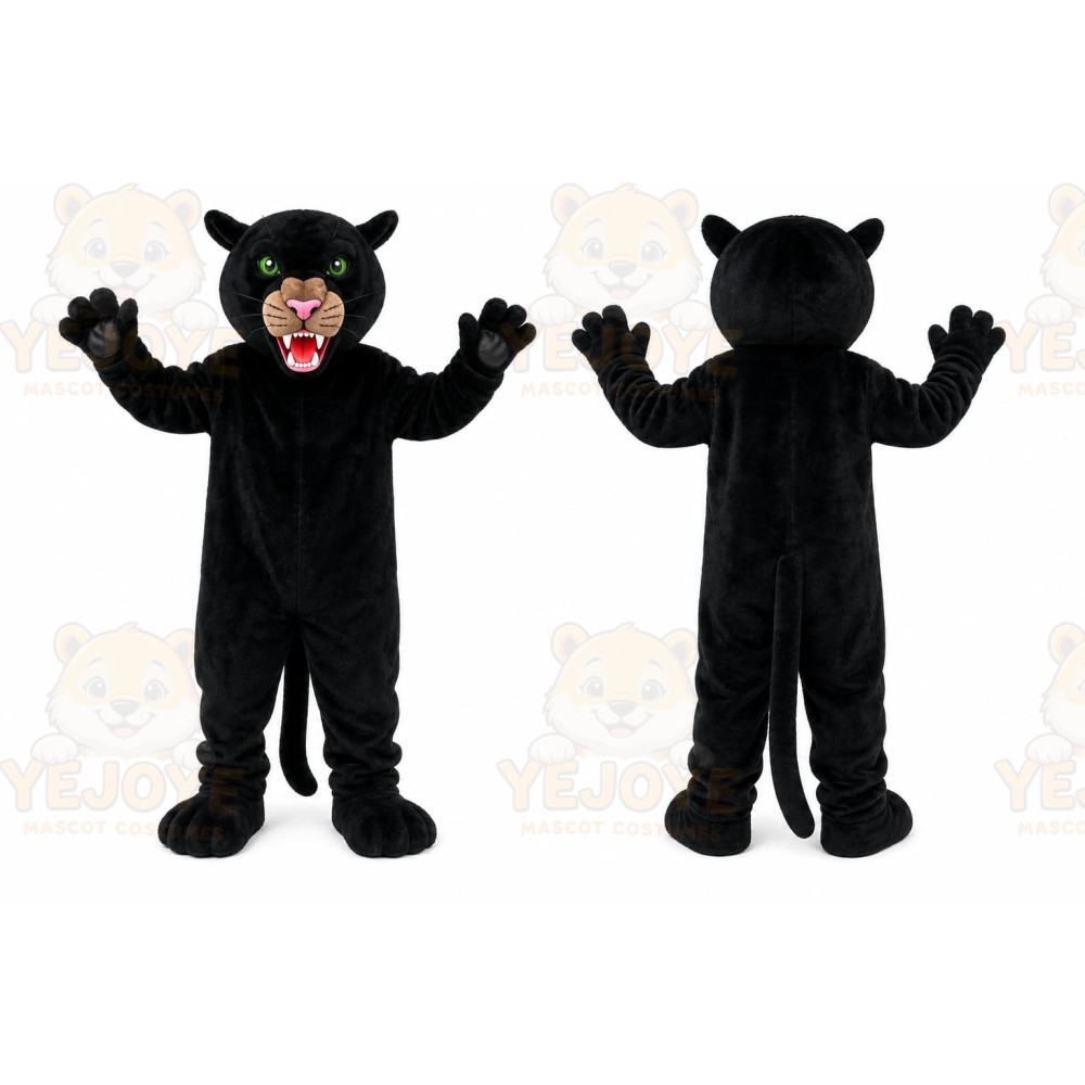 Black Panther Mascot Costume with Custom Logo