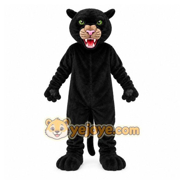 Black Panther Mascot Costume with Custom Logo