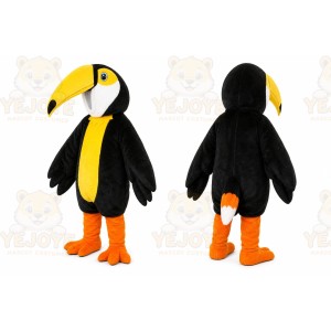 Black Toucan Mascot Costume with Custom Logo