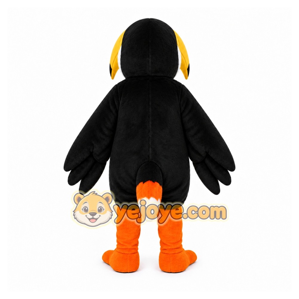 Black Toucan Mascot Costume with Custom Logo Black Toucan Mascot Costume with Custom Logo