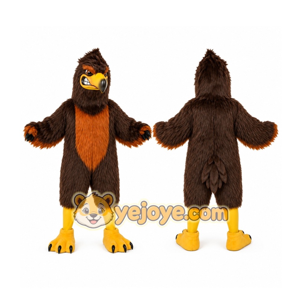Brown Eagle Mascot Costume with Custom Logo