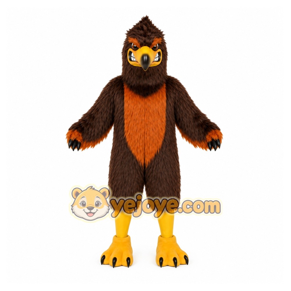Brown Eagle Mascot Costume with Custom Logo