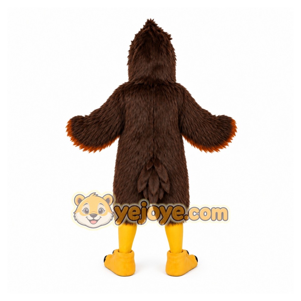 Brown Eagle Mascot Costume with Custom Logo