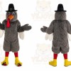 Gray Turkey Mascot Costume with Custom Logo