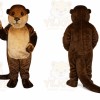 Brown Otter Mascot Costume with Custom Logo