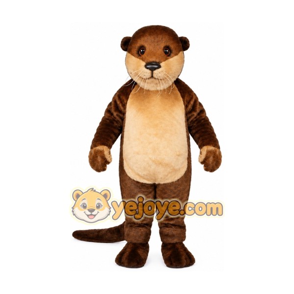 Brown Otter Mascot Costume with Custom Logo